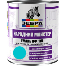 Емаль ПФ-115 ТМ "Народный мастер" 525 бірюзова 0,9 кг