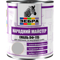 Емаль ПФ-115 ТМ "Народный мастер" 516 попелясто-сіра 0,9 кг Емаль ПФ-115 ТМ "Народный мастер" 516 попелясто-сіра 0,9 кг