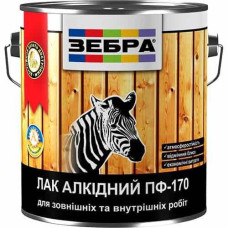 Лак алкидный глянцевый универсальный ПФ-170 TM ZEBRA бесцветный 0,75 л