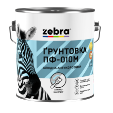 Грунт ПФ-010М ТМ ZEBRA с модификатором ржавчины 90 черный 2,8 кг